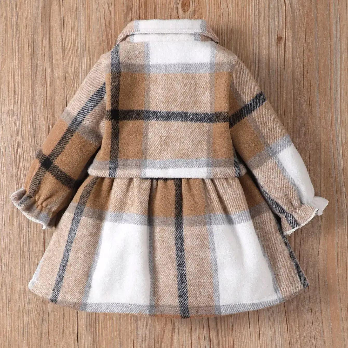 0-3-Year-Old Newborn Baby Girl Autumn And Winter Plaid Long Sleeved Matching Pit Stripe Long Sleeved Patchwork Plaid Dress Set